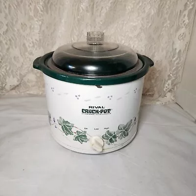 Vintage Rival Crock Pot 3120 Green Floral Pattern 2.5 Qt Stoneware Slow Cooker  • $16.97