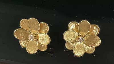 Marco Bicego 18K Yellow Gold Diamond Petali Collection Stud  Earrings • $2399