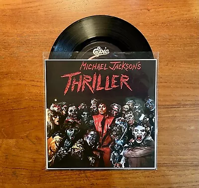 Michael Jackson - Thriller 1982 7  45 RPM Vinyl Record W/Custom Sleeve • $18