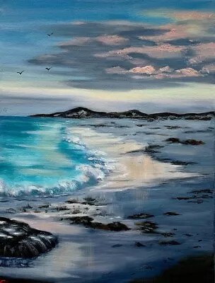 Byron Bay Sunrise Beach Impressionist Seascape Original Oil Australian Subject • $65