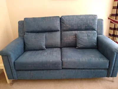 3 Piece Suite Used Furniture Fabric Blue Very Good Condition. • £600