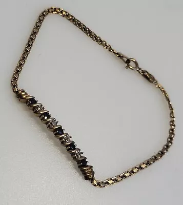 8k Gold Chain Sapphire Bracelet 417 Signed JAD  • £94.49