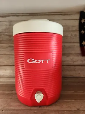 Vintage Gott 2 Gallon Red Water Cooler Insulated Drink Dispenser 1692 USA Made • $34.99