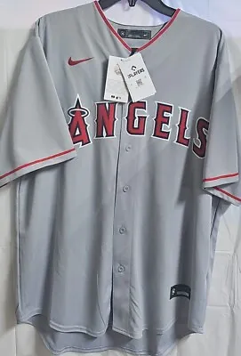 New Nike Angels Jersey Mike Trout 27 MLB Majestic Grey Size Large Cool Base • $89