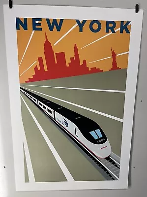 Original Travel Poster 2004 Amtrak Acela New York  Schwab • $200