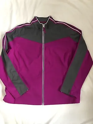 Made For Life Track Jacket Womens Size PXL Purple Gray Long Sleeve Full Zipper • $8