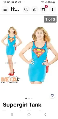 £3.99 • Buy Supergirl Tank Dress Ladies Fancy Dress Supergir Superhero Adults Costume Outfit