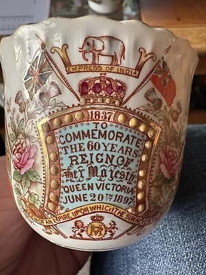 Antique William Lowe Cup & Saucer Commemorating Queen Victoria 1897 • £80