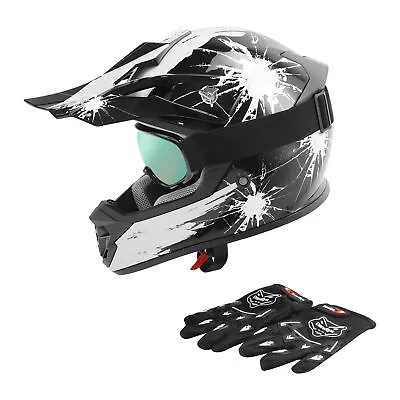 DOT Youth Helmet Kids Motocross Child  ATV UTV MX OffRoad Goggles+Gloves Double • $51.99