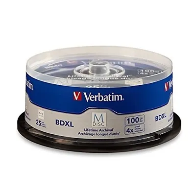 Verbatim M DISC BDXL 100GB 4X With Branded Surface – 25pk Spindle • $266.76
