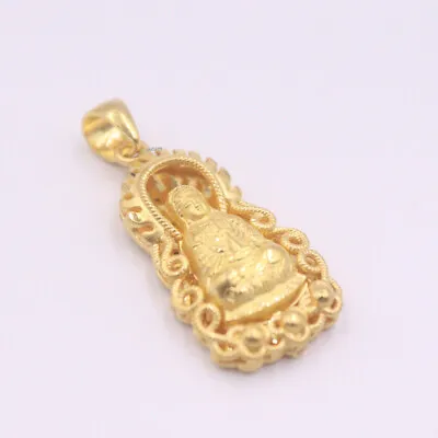 1pcs Pure 999 24K Yellow Gold Pendant For Women 3D Bless Kwan-yin Pendant /2.2g • $672.18