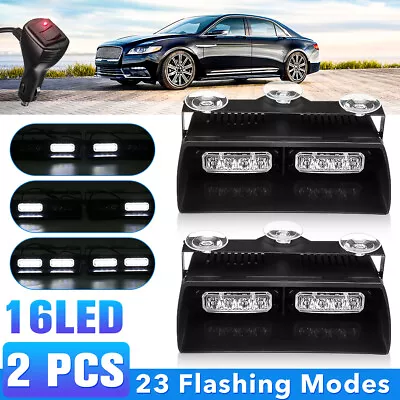 2pcs Windshield Strobe Light 16 LED Emergency Warning  Hazard Flash Car Trucks • $15.49