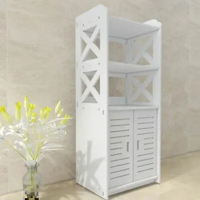 £28.99 • Buy White Wood Bathroom Storage Cabinet Wooden Drawer Cupboard Free Standing Unit UK