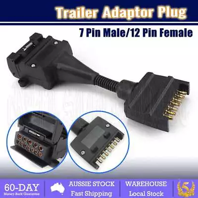 12 Pin Female Socket To 7 Pin Flat Male Plug Trailer Wiring Connector Adaptor OZ • $15.55