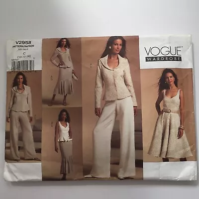 Vogue 2958 Skater Dress Scoop Neck Collar Jacket Skirt Ladies New Uncut Pattern • £24.50