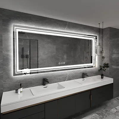 Jumbo Frameless Rectangular Anti-Fog LED Light Bathroom Vanity Mirror Illuminate • $445.93