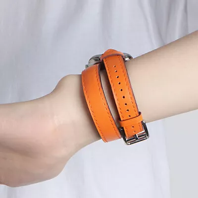 $25.99 • Buy Slim Double Tour Leather Band Strap For Apple Watch 8 7 6 5 4 SE IWatch 44 49mm