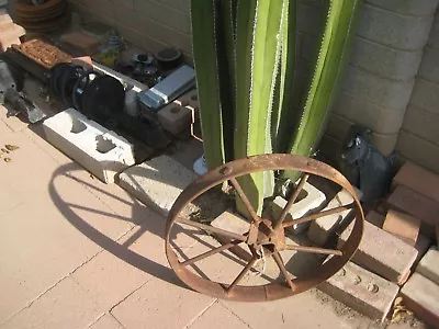 Vintage Antique ** 20  DIAMETER X 8 SPOKES ** Steel Wagon Cart Implement Wheel • $211.02