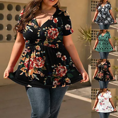 £11.99 • Buy Plus Size Women Floral Boho T-Shirt Ladies Summer Short Sleeve Tunic Tops Blouse