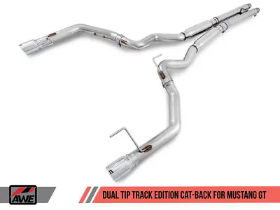 2015 2016 2017 Mustang GT 5.0 AWE Track Edition Cat-Back SS Chrome Silver Tips • $1145