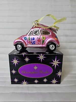 Christopher Radko VTG Ornament Pink LOVE BUG #00-177-1 Xmas VW Beetle Car 2001 • $80