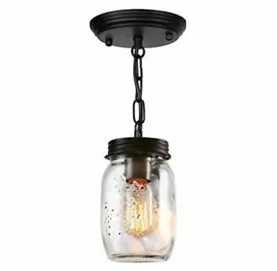 Glass Mason Jar Light Fixtures 1-Light Kitchen Island Pendant Lighting Farmhous • $32