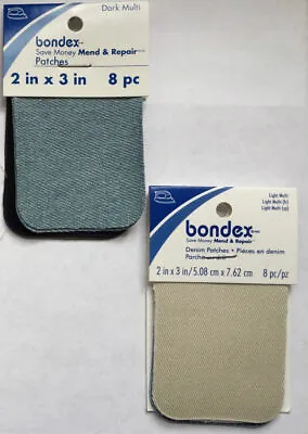 Bondex Iron On Repair Denim Patches Mending Fabric - Light & Dark - Multipacks • £2.49