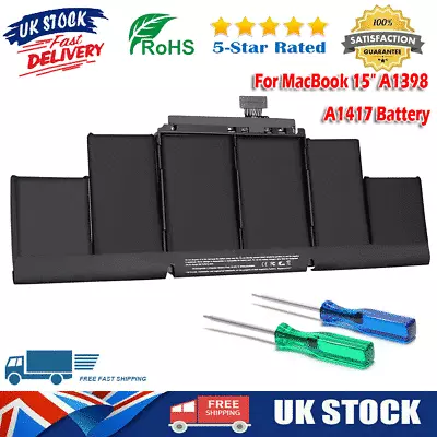 A1417 Battery For Apple Macbook Pro 15 Inch Retina A1398 Mid 2012 Early 2013 OEM • £38.90