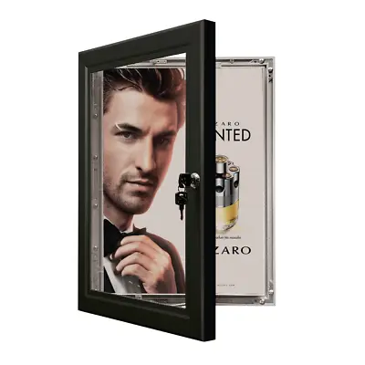 A1 Black Outdoor Lockable Display Poster Case Box Menu Holder 2 Locks • £69.99