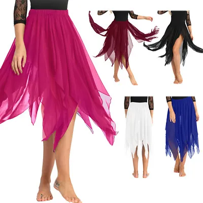 Woman ChiffonTraining Belly Dance Short Dress Skirt Ballet Chiffon Dancewear • $12.47