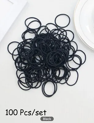 100 Piece Small Soft Hairbands Baby Or Girls Elastic Hair Ties Black Ladies • £3.99