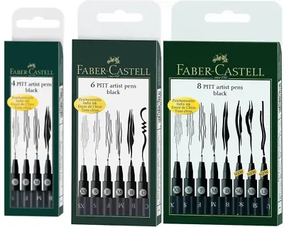 Faber Castell Pitt Artist Pens Black Drawing Artist Fineliner Sets 4 6 8 Pack  • £5.22
