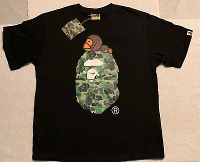 BAPE A Bathing Ape GREEN Camo Milo On Big Ape Size XL T-Shirt New • $120