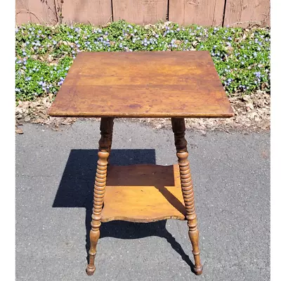 Antique Victorian 1900s Spindle Leg Parlor Wood End Side Table • $124.99