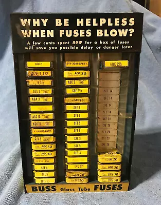 Vintage 1950s Buss Fuses Auto Store Metal Counter Top Display With 37 Fuse Boxes • $85