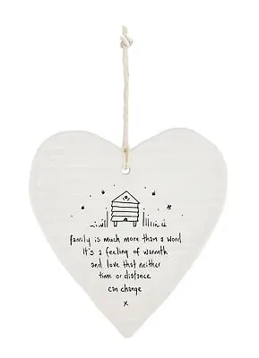 East Of India Family More Than A Word Wobbly Heart Shaped Ceramic Hanging Plaque • £6.99