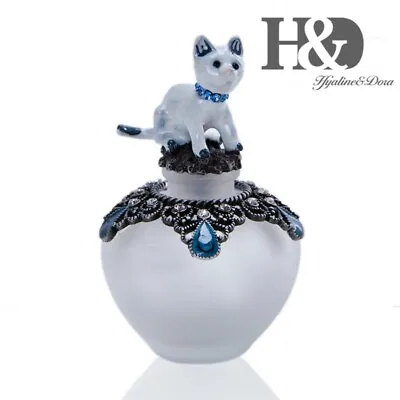 $15.69 • Buy Bejeweled Vintage Refillable Perfume Bottle Cat Stopper Crystal Scent Bottles