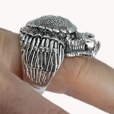 34g Heavy Chunky Predator Alien Avp Skull Biker 925 Sterling Silver Mens Ring • $93.90