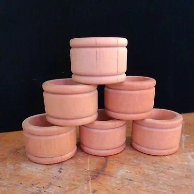 Set Of 6 Mid Century Modern Vintage Wood Napkin Rings Holders MCM • $14.99