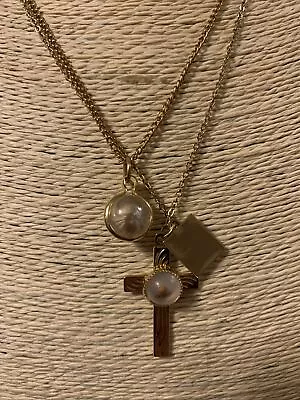 Vintage 14K GE Lindu Mustard Seed Cross  Necklace & Globe Mustard Seed Necklace • $17.80