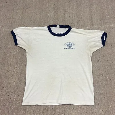 Vintage University Of New Hampshire Mens Medium White 1960s Ringer Velva Sheen • $59.99