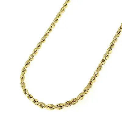 14K Yellow Gold 1.2MM Diamond Cut Rope Chain Necklace Men And Women Italian Made • $174.99