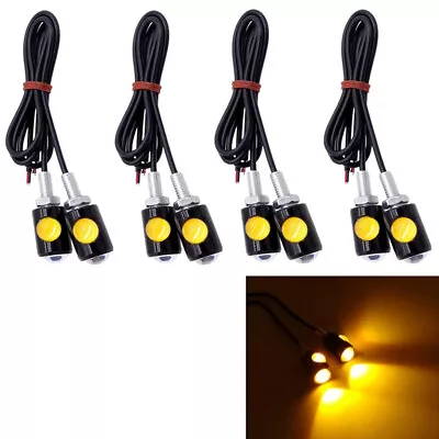 4X Universal Motorcycle Mini LED Turn Signals Indicator Amber Blinker Light Lamp • $11.75