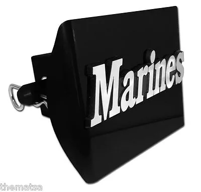 Us Marine Corps Shiny Chrome Black Decal Usa Made Plastic Trailer Hitch Cover  • $64.99