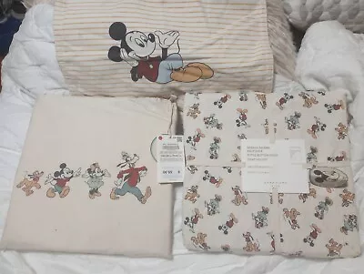Zara Mickey Mouse Reversible Duvet Single/ Twin Fitted Sheet And Pillowcase... • $70
