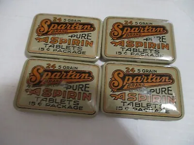 Lot Of 4 Spartan Brand Pure Aspirin Tin Boxes Empty Vintage Pre-owned • $22