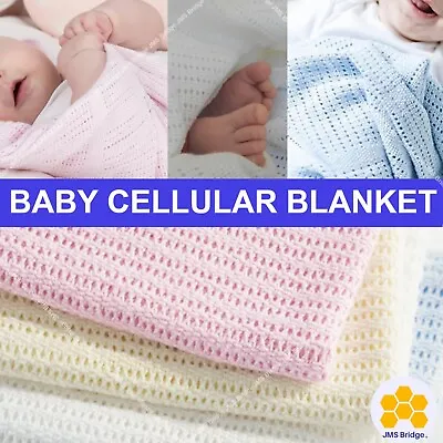 £7.99 • Buy Cellular Blanket Soft Touch 100% Cotton Baby Boy Girl - Crib Buggy Pram Cot Bed