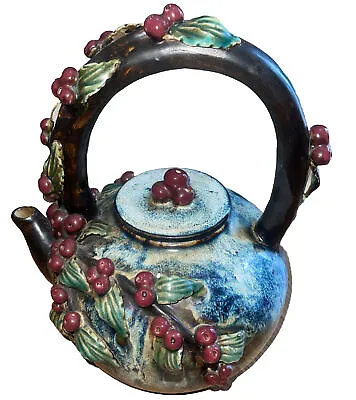 Majolica Teapot Berries & Leaves • $35