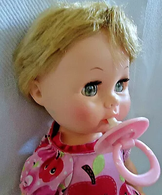 VTG Baby Doll Eegee SOFTINA Baby Doll Goldberger Co. Drink & Wet W/Pacifier 14  • $10.50