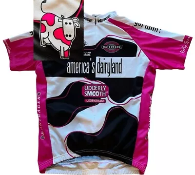 Verge Large 3/4 Zip Short Sleeve Cycling Jersey Pink Black Cow Dairyland Logo • $18